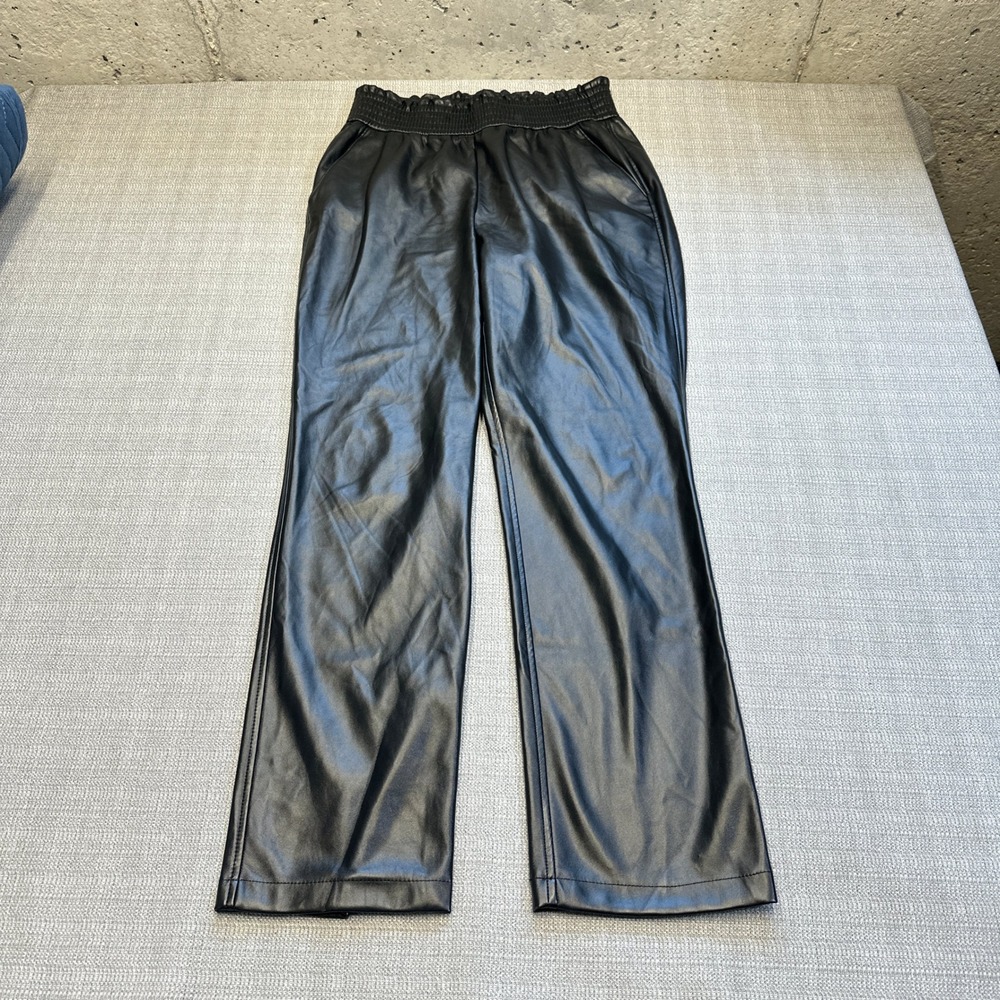 Joie Faux Leather Pants Black Medium‎ Pull On Vegan Straight Leg Party Concert